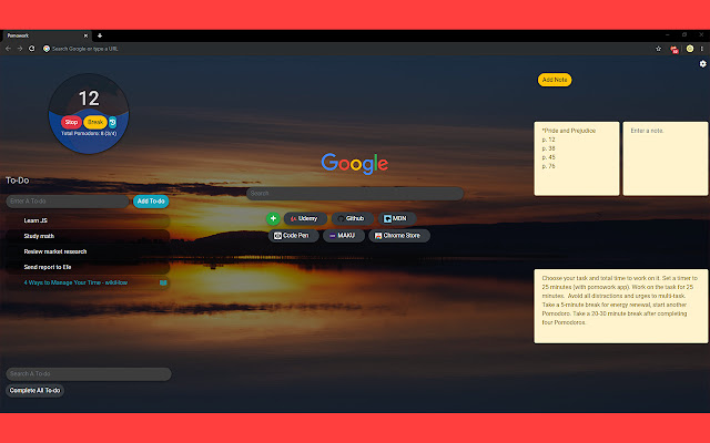 Pomowork Pomodoro® and Todo Assistant from Chrome web store to be run with OffiDocs Chromium online Pomowork Pomodoro® and Todo Assistant from Chrome web store to be run with OffiDocs Chromium online