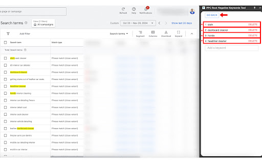 PPC Root Negative Keywords Tool from Chrome web store to be run with OffiDocs Chromium online PPC Root Negative Keywords Tool from Chrome web store to be run with OffiDocs Chromium online