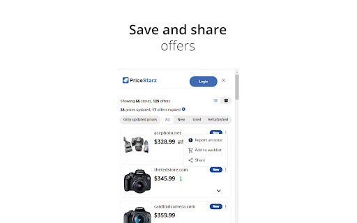 PriceStarz from Chrome web store to be run with OffiDocs Chromium online PriceStarz from Chrome web store to be run with OffiDocs Chromium online