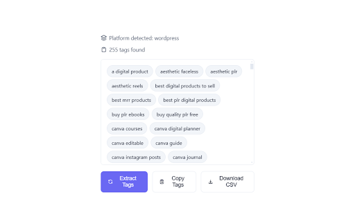 Product Tag Extractor from Chrome web store to be run with OffiDocs Chromium online Product Tag Extractor from Chrome web store to be run with OffiDocs Chromium online