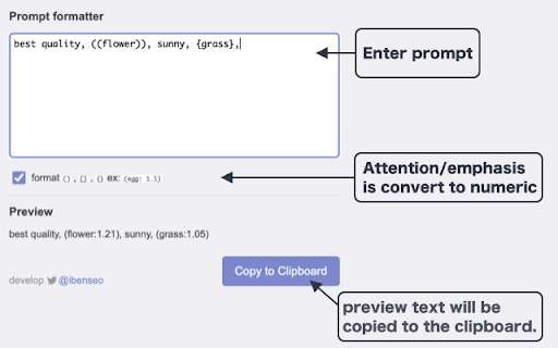 PromptFormatter StableDiffusion from Chrome web store to be run with OffiDocs Chromium online PromptFormatter StableDiffusion from Chrome web store to be run with OffiDocs Chromium online