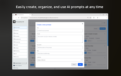 PromptVault AI from Chrome web store to be run with OffiDocs Chromium online PromptVault AI from Chrome web store to be run with OffiDocs Chromium online
