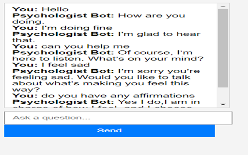 Psychologist Bot with 50 Questions from Chrome web store to be run with OffiDocs Chromium online Psychologist Bot with 50 Questions from Chrome web store to be run with OffiDocs Chromium online
