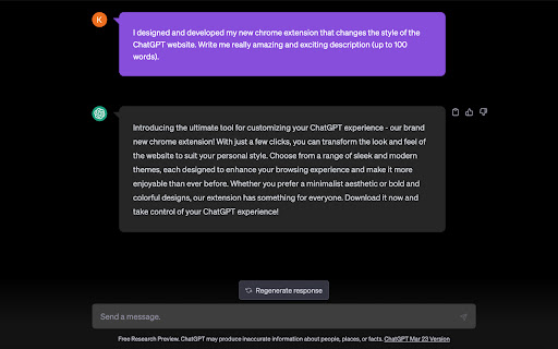 Purple ChatGPT Theme from Chrome web store to be run with OffiDocs Chromium online Purple ChatGPT Theme from Chrome web store to be run with OffiDocs Chromium online