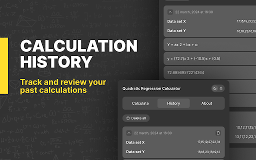 Quadratic Regression Calculator from Chrome web store to be run with OffiDocs Chromium online Quadratic Regression Calculator from Chrome web store to be run with OffiDocs Chromium online