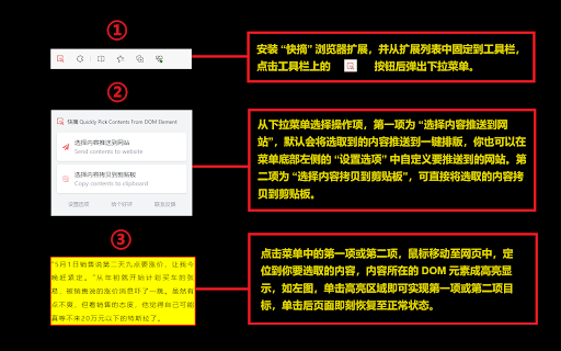 快摘 Quickly Pick Contents From DOM Element from Chrome web store to be run with OffiDocs Chromium online 快摘 Quickly Pick Contents From DOM Element from Chrome web store to be run with OffiDocs Chromium online