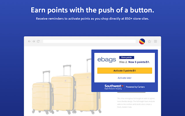 Rapid Rewards Shopping® button from Chrome web store to be run with OffiDocs Chromium online Rapid Rewards Shopping® button from Chrome web store to be run with OffiDocs Chromium online
