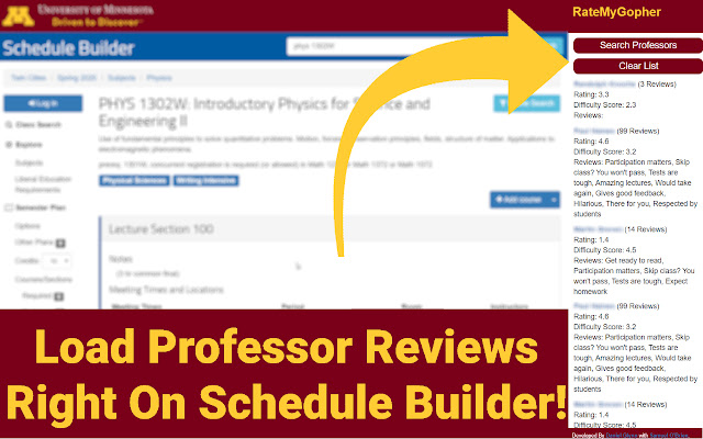 Rate My Gopher UMN Professor Ratings from Chrome web store to be run with OffiDocs Chromium online Rate My Gopher UMN Professor Ratings from Chrome web store to be run with OffiDocs Chromium online