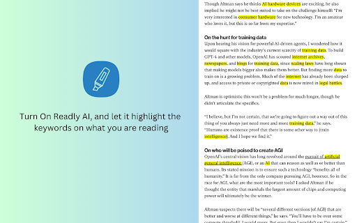 Readly AI Smart Highlighter from Chrome web store to be run with OffiDocs Chromium online Readly AI Smart Highlighter from Chrome web store to be run with OffiDocs Chromium online