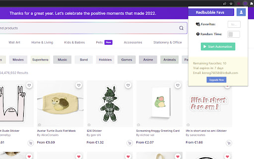 Redbubble Favs Automata from Chrome web store to be run with OffiDocs Chromium online Redbubble Favs Automata from Chrome web store to be run with OffiDocs Chromium online