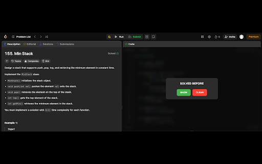 ReSolve: LeetCode Solution Hider from Chrome web store to be run with OffiDocs Chromium online ReSolve: LeetCode Solution Hider from Chrome web store to be run with OffiDocs Chromium online