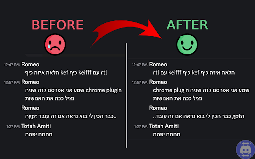 Romeos Discord Bidi (RTL) Fix from Chrome web store to be run with OffiDocs Chromium online Romeos Discord Bidi (RTL) Fix from Chrome web store to be run with OffiDocs Chromium online