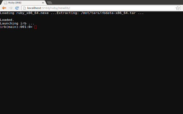 Ruby (IRB) from Chrome web store to be run with OffiDocs Chromium online Ruby (IRB) from Chrome web store to be run with OffiDocs Chromium online