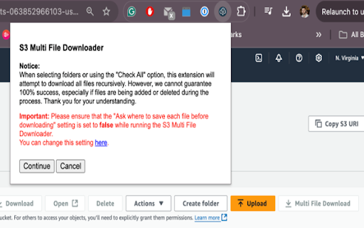 S3 Multi File Downloader from Chrome web store to be run with OffiDocs Chromium online S3 Multi File Downloader from Chrome web store to be run with OffiDocs Chromium online