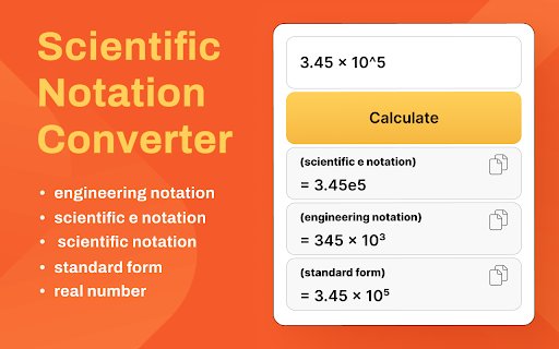 Scientific Notation Calculator from Chrome web store to be run with OffiDocs Chromium online Scientific Notation Calculator from Chrome web store to be run with OffiDocs Chromium online