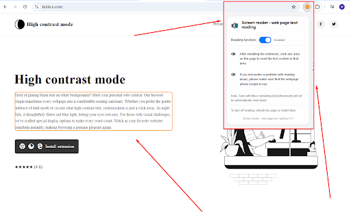 Screen reader web page text reading from Chrome web store to be run with OffiDocs Chromium online Screen reader web page text reading from Chrome web store to be run with OffiDocs Chromium online