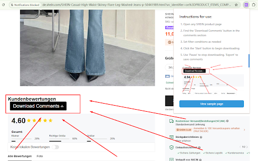 SHEIN.com review export csv tool from Chrome web store to be run with OffiDocs Chromium online SHEIN.com review export csv tool from Chrome web store to be run with OffiDocs Chromium online