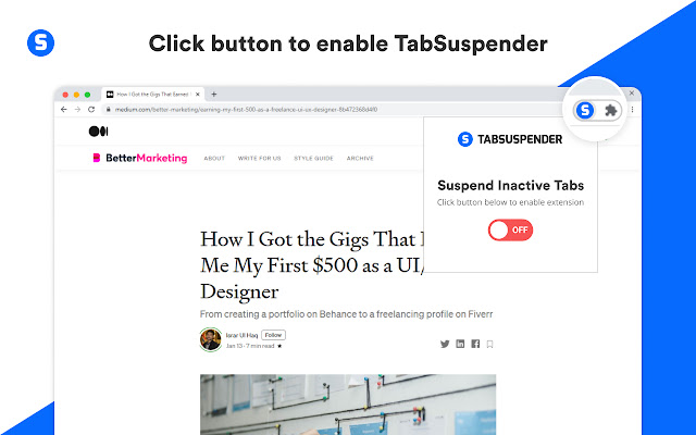 Simple Tab Suspender from Chrome web store to be run with OffiDocs Chromium online Simple Tab Suspender from Chrome web store to be run with OffiDocs Chromium online