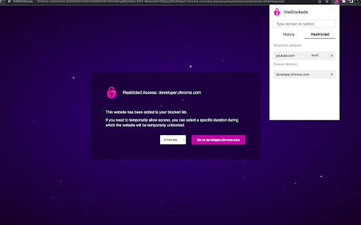 SiteBlockade from Chrome web store to be run with OffiDocs Chromium online SiteBlockade from Chrome web store to be run with OffiDocs Chromium online