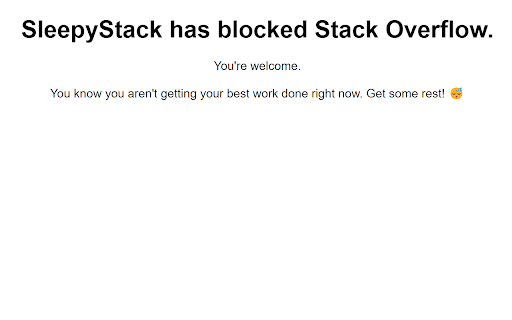 SleepyStack Stack Overflow Blocker from Chrome web store to be run with OffiDocs Chromium online SleepyStack Stack Overflow Blocker from Chrome web store to be run with OffiDocs Chromium online