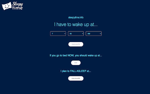 Sleepytime.info Sleep Cycle Calculator from Chrome web store to be run with OffiDocs Chromium online Sleepytime.info Sleep Cycle Calculator from Chrome web store to be run with OffiDocs Chromium online