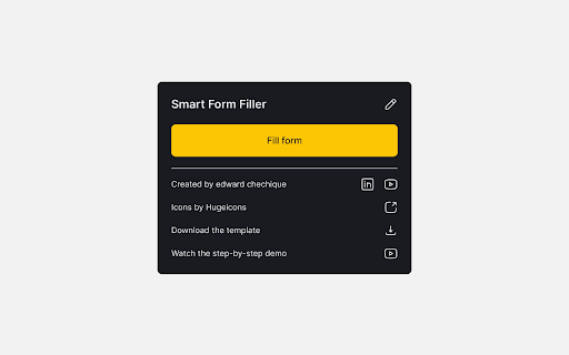 Smart Form Filler from Chrome web store to be run with OffiDocs Chromium online Smart Form Filler from Chrome web store to be run with OffiDocs Chromium online