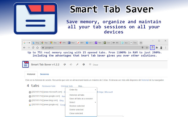 Smart Tab Saver from Chrome web store to be run with OffiDocs Chromium online Smart Tab Saver from Chrome web store to be run with OffiDocs Chromium online
