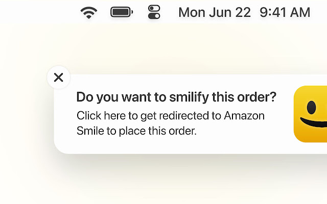 smilify Amazon Smile Reminder from Chrome web store to be run with OffiDocs Chromium online smilify Amazon Smile Reminder from Chrome web store to be run with OffiDocs Chromium online