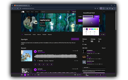 SoundCloud Dark Color theme for SoundCloud from Chrome web store to be run with OffiDocs Chromium online SoundCloud Dark Color theme for SoundCloud from Chrome web store to be run with OffiDocs Chromium online