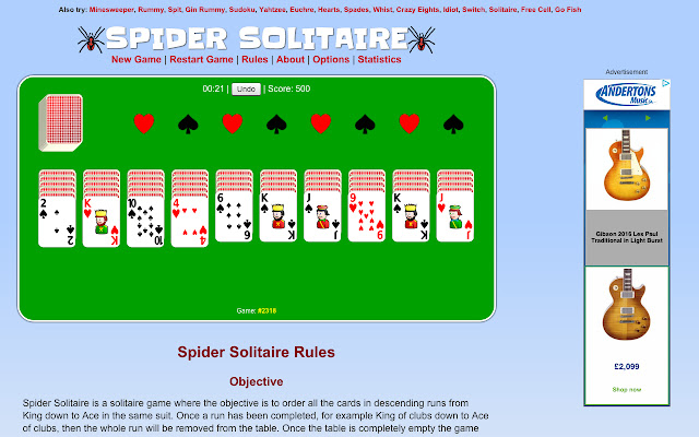 Spider Solitaire from Chrome web store to be run with OffiDocs Chromium online Spider Solitaire from Chrome web store to be run with OffiDocs Chromium online