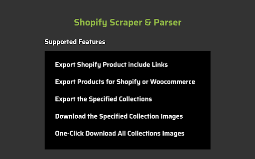 SPYScraper Shopify Scraper Parser from Chrome web store to be run with OffiDocs Chromium online SPYScraper Shopify Scraper Parser from Chrome web store to be run with OffiDocs Chromium online