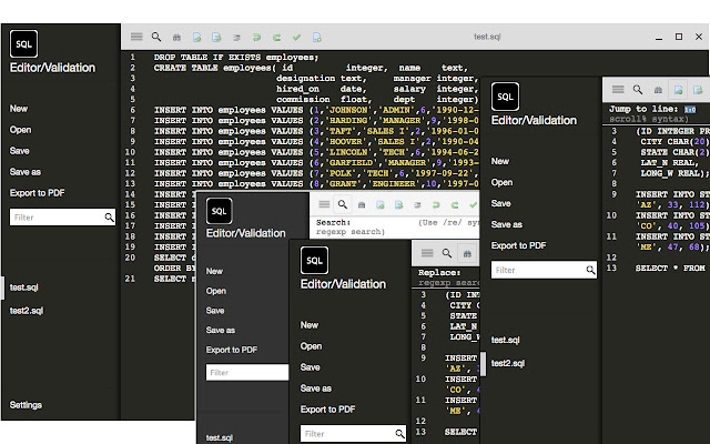 SQL Editor/Validation from Chrome web store to be run with OffiDocs Chromium online SQL Editor/Validation from Chrome web store to be run with OffiDocs Chromium online