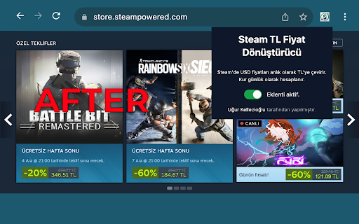 Steam TL Fiyat Dönüştürücü from Chrome web store to be run with OffiDocs Chromium online Steam TL Fiyat Dönüştürücü from Chrome web store to be run with OffiDocs Chromium online