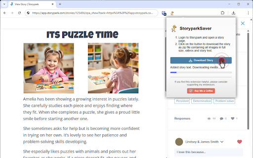 Storypark Saver from Chrome web store to be run with OffiDocs Chromium online Storypark Saver from Chrome web store to be run with OffiDocs Chromium online