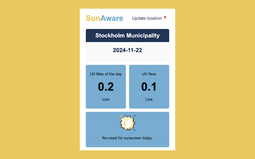 SunAware from Chrome web store to be run with OffiDocs Chromium online SunAware from Chrome web store to be run with OffiDocs Chromium online