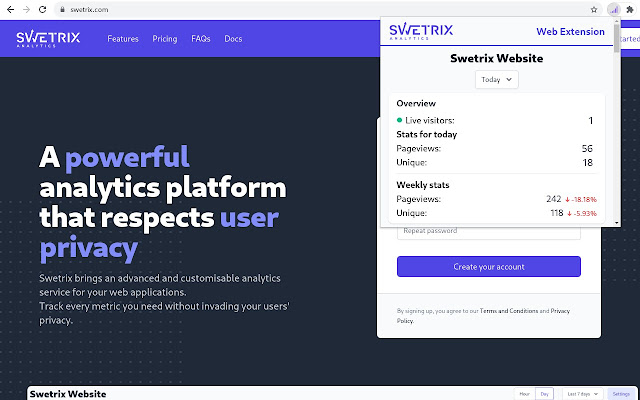 Swetrix from Chrome web store to be run with OffiDocs Chromium online Swetrix from Chrome web store to be run with OffiDocs Chromium online