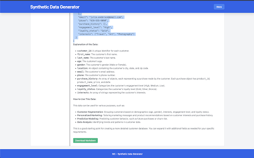 Synthetic Data Generator from Chrome web store to be run with OffiDocs Chromium online Synthetic Data Generator from Chrome web store to be run with OffiDocs Chromium online