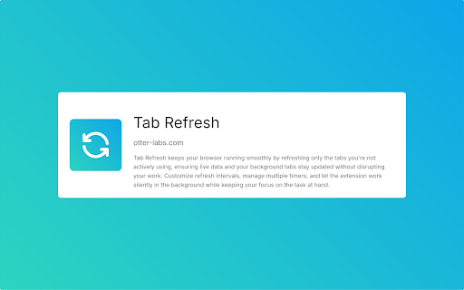 Tab Refresh from Chrome web store to be run with OffiDocs Chromium online Tab Refresh from Chrome web store to be run with OffiDocs Chromium online