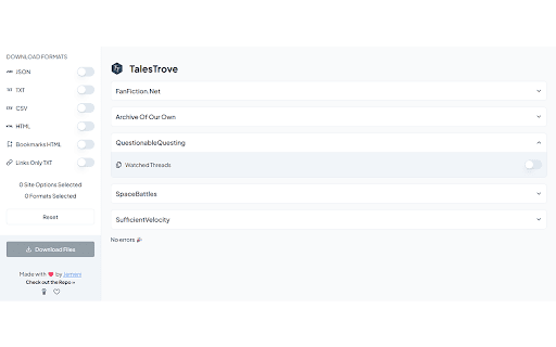 TalesTrove from Chrome web store to be run with OffiDocs Chromium online TalesTrove from Chrome web store to be run with OffiDocs Chromium online