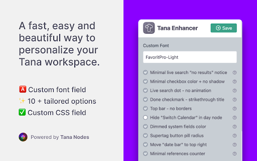 Tana Enhancer from Chrome web store to be run with OffiDocs Chromium online Tana Enhancer from Chrome web store to be run with OffiDocs Chromium online