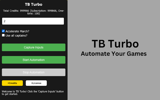 TB Turbo from Chrome web store to be run with OffiDocs Chromium online TB Turbo from Chrome web store to be run with OffiDocs Chromium online