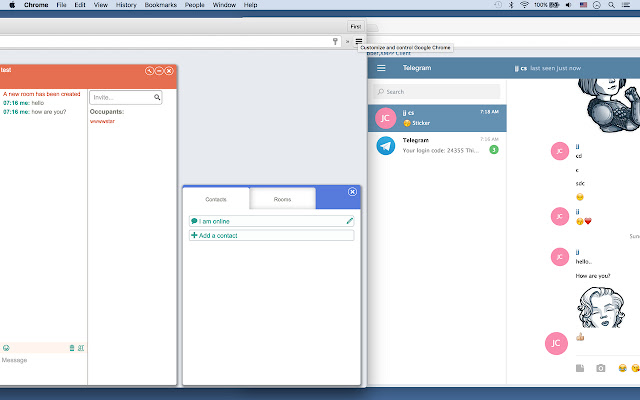 Telegram and Jabber, XMPP Messenger from Chrome web store to be run with OffiDocs Chromium online Telegram and Jabber, XMPP Messenger from Chrome web store to be run with OffiDocs Chromium online