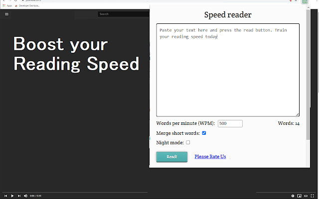 Testing Reading Speed from Chrome web store to be run with OffiDocs Chromium online Testing Reading Speed from Chrome web store to be run with OffiDocs Chromium online