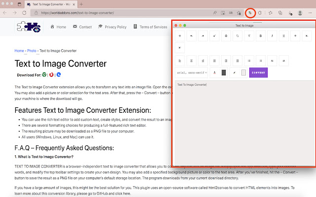 Text to Image Converter from Chrome web store to be run with OffiDocs Chromium online Text to Image Converter from Chrome web store to be run with OffiDocs Chromium online
