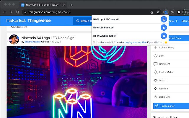 Thingiverse STL Downloader from Chrome web store to be run with OffiDocs Chromium online Thingiverse STL Downloader from Chrome web store to be run with OffiDocs Chromium online
