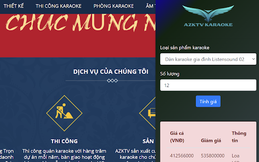 Thiết kế thi công phòng karaoke AZKTV from Chrome web store to be run with OffiDocs Chromium online Thiết kế thi công phòng karaoke AZKTV from Chrome web store to be run with OffiDocs Chromium online