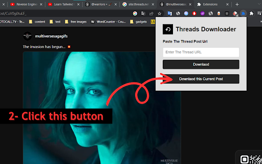 Threads Video Downloeader from Chrome web store to be run with OffiDocs Chromium online Threads Video Downloeader from Chrome web store to be run with OffiDocs Chromium online