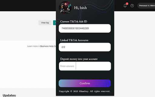 TikTok Ads Balance Top Up TikTok Ads from Chrome web store to be run with OffiDocs Chromium online TikTok Ads Balance Top Up TikTok Ads from Chrome web store to be run with OffiDocs Chromium online