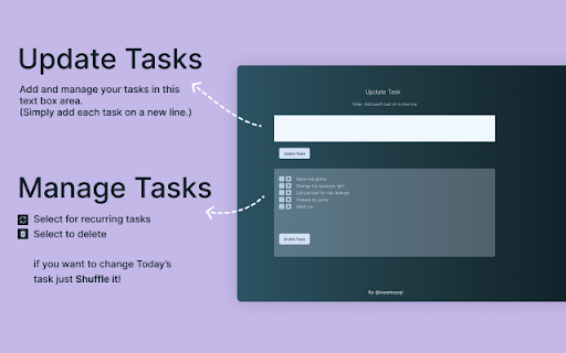 Todays Task from Chrome web store to be run with OffiDocs Chromium online Todays Task from Chrome web store to be run with OffiDocs Chromium online