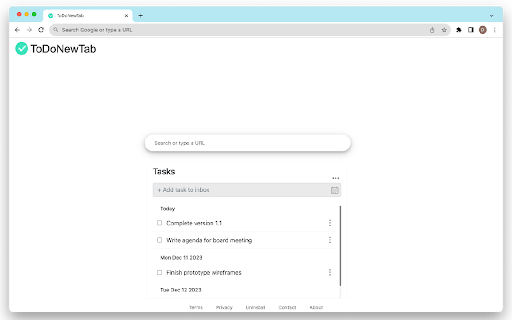 ToDoNewTab from Chrome web store to be run with OffiDocs Chromium online ToDoNewTab from Chrome web store to be run with OffiDocs Chromium online